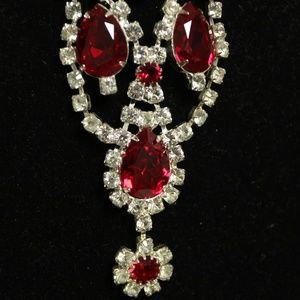 Rare Vtg Juliana Ruby Rhinestone Bib Necklace